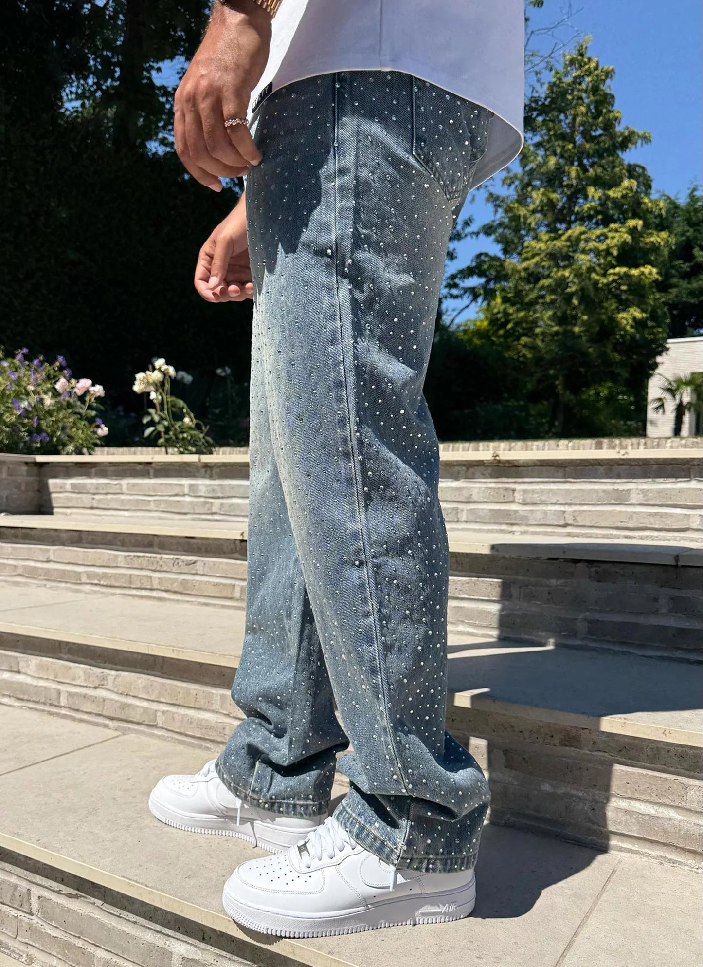 CALÇA JEANS BAGGY STRASS ✨
