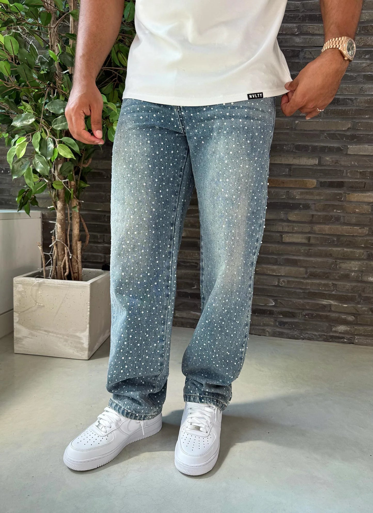 CALÇA JEANS BAGGY STRASS ✨