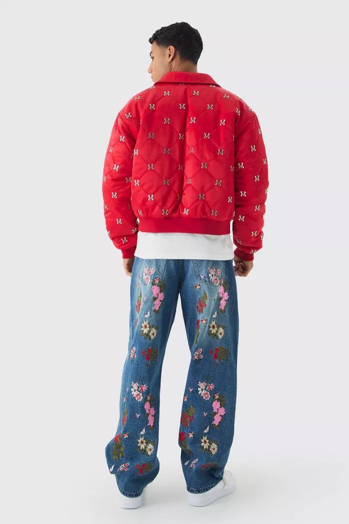 CALÇA JEANS BLUE OVERSIZED COM APLICAÇÃO 🌹