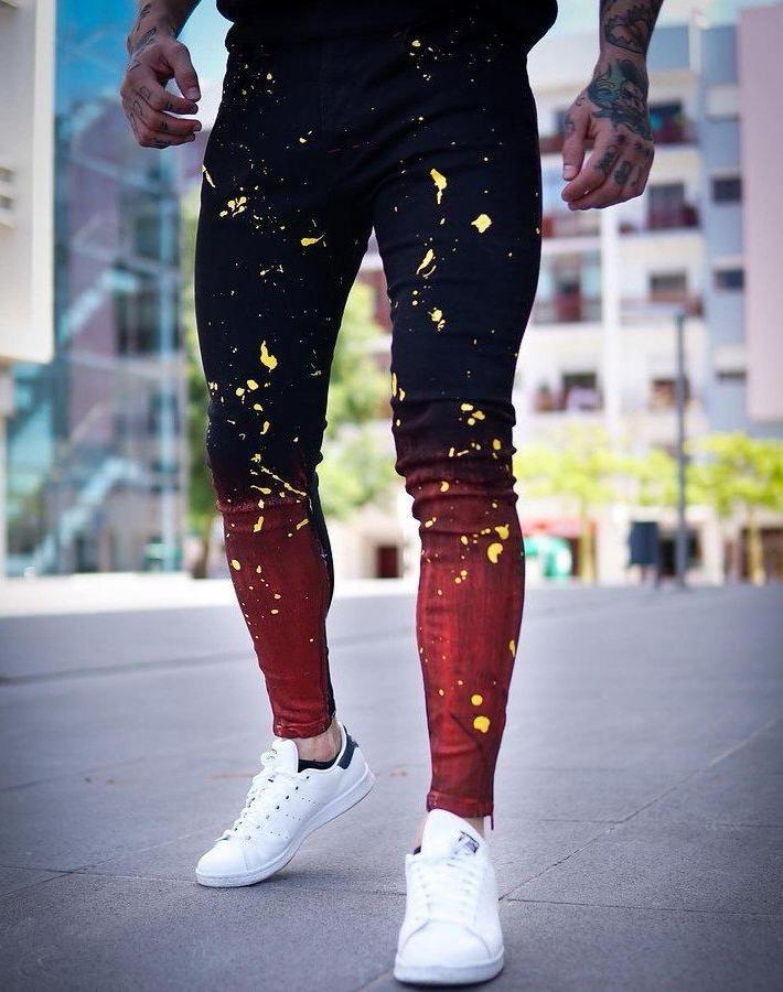 CALÇA JEANS BLACK RED - YELLOW