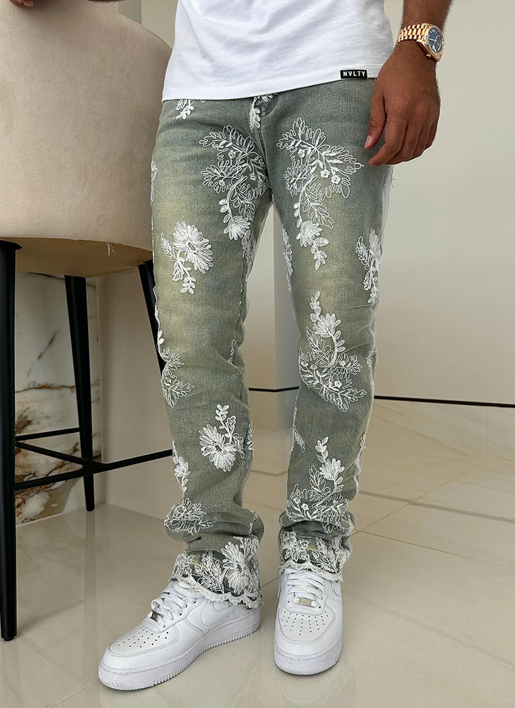 CALÇA JEANS BAGGY VINTAGE FLOR 🌹