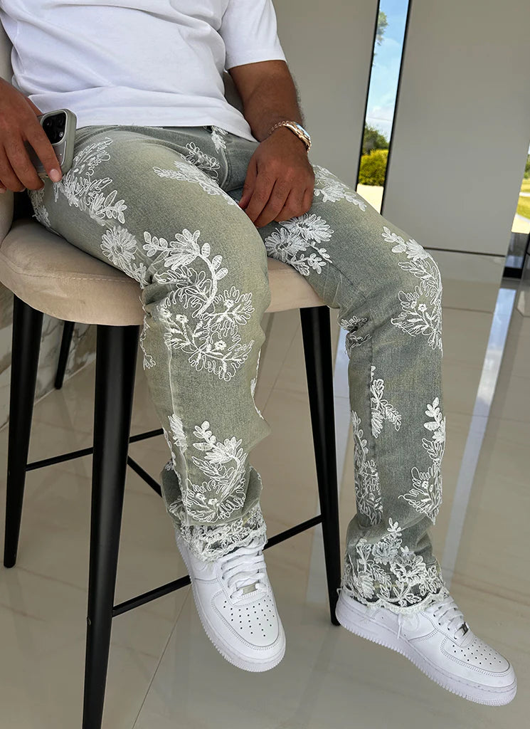 CALÇA JEANS BAGGY VINTAGE FLOR 🌹