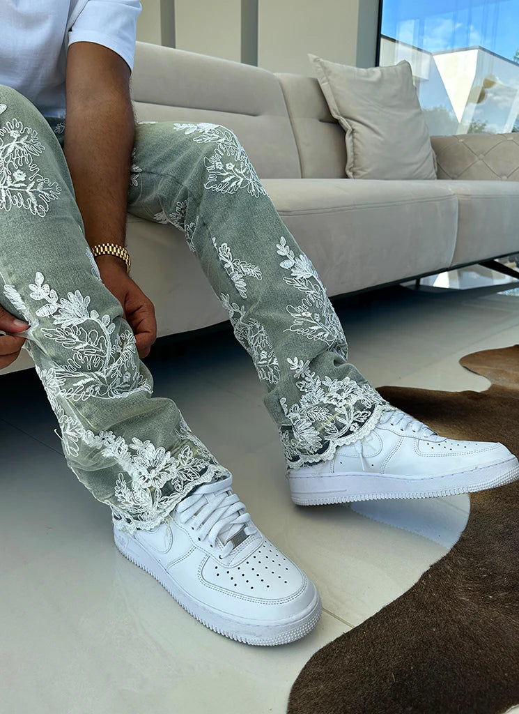 CALÇA JEANS BAGGY VINTAGE FLOR 🌹