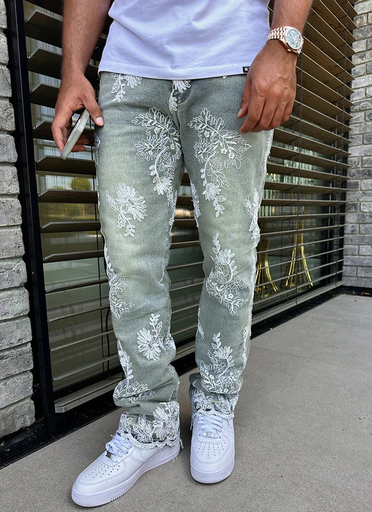 CALÇA JEANS BAGGY VINTAGE FLOR 🌹