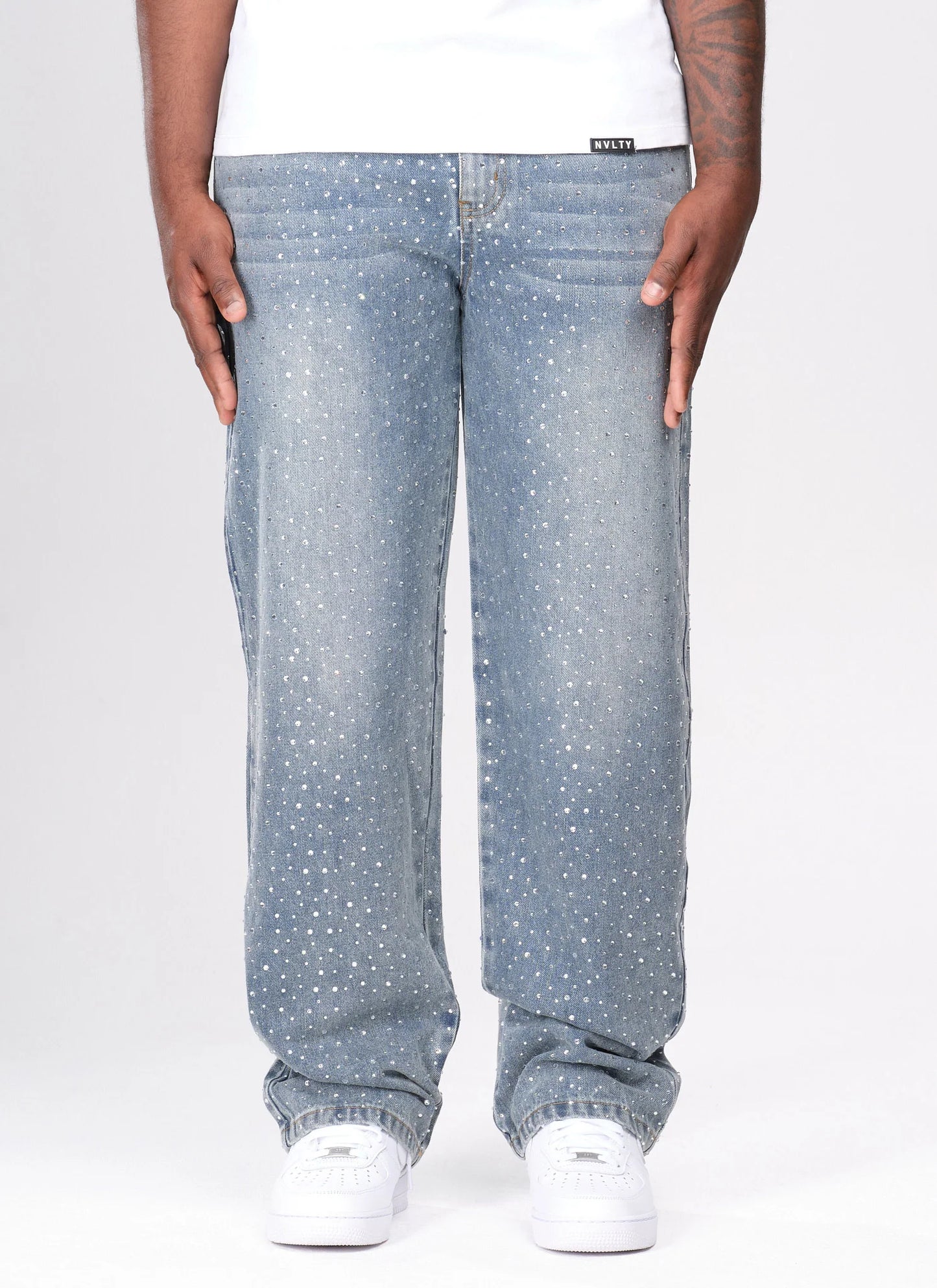 CALÇA JEANS BAGGY STRASS ✨
