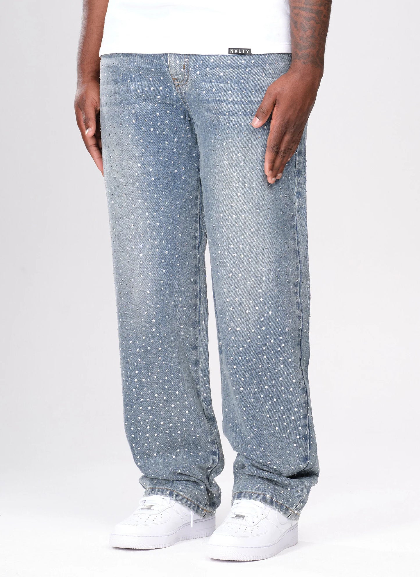 CALÇA JEANS BAGGY STRASS ✨