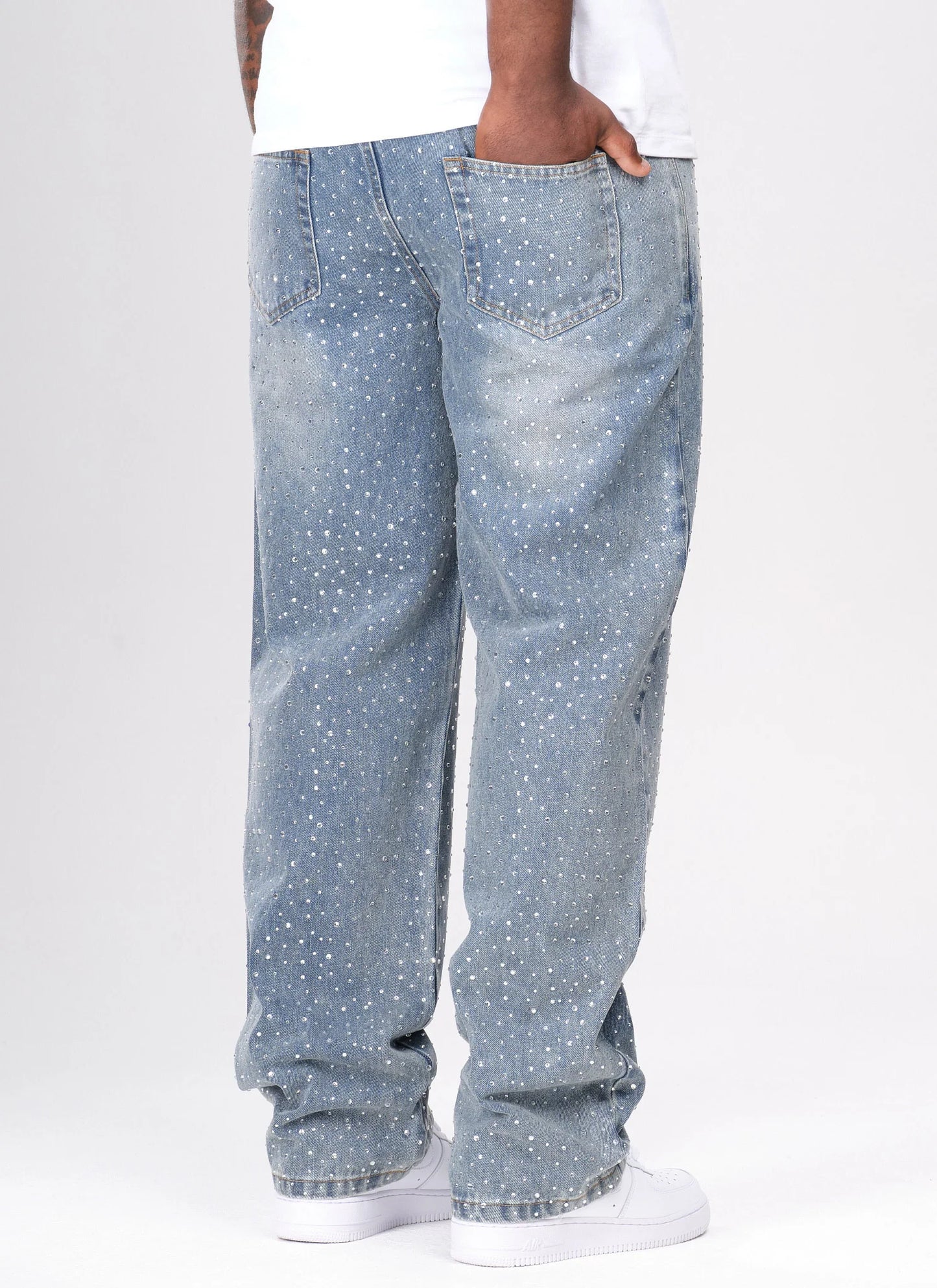 CALÇA JEANS BAGGY STRASS ✨