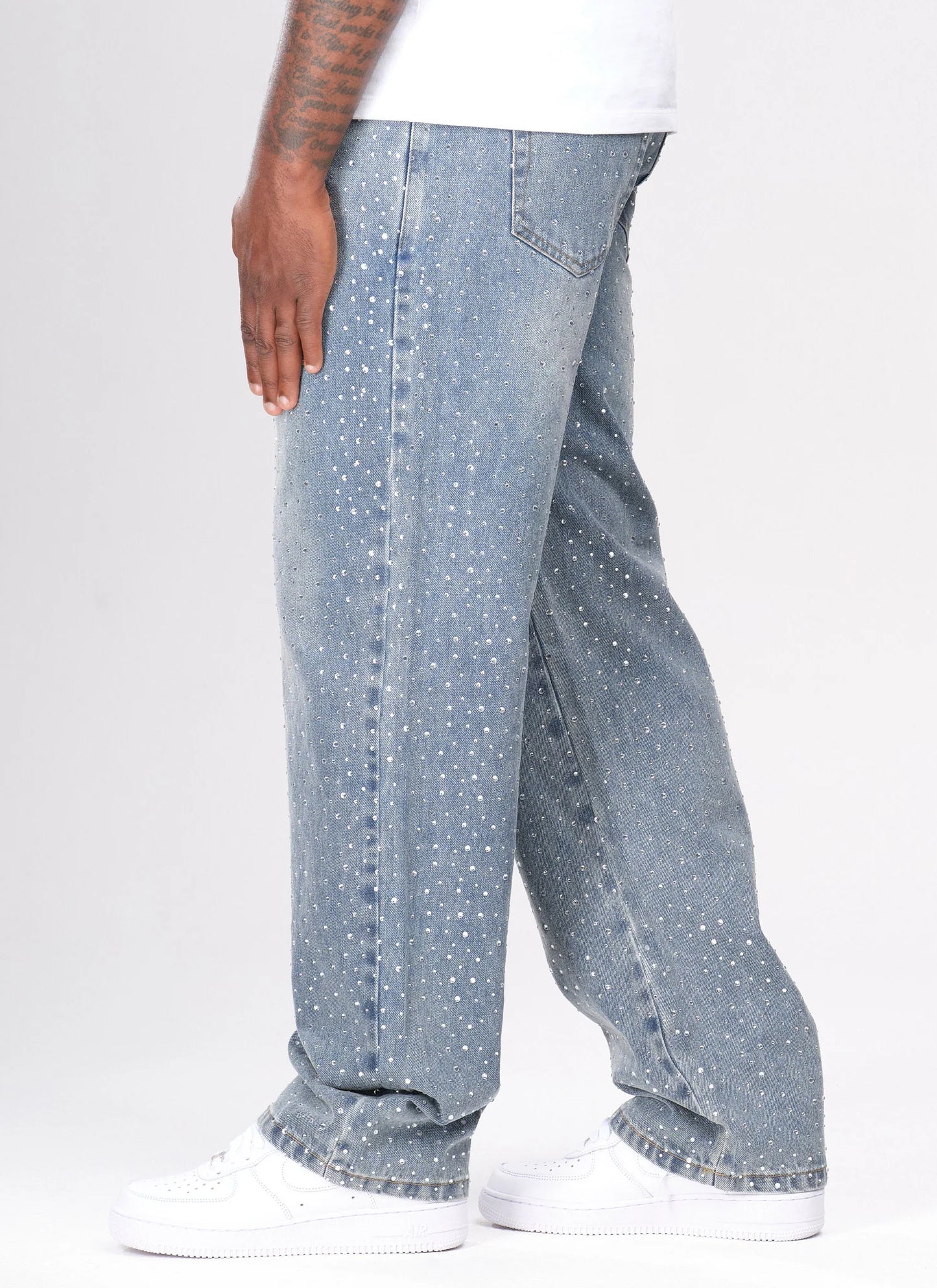 CALÇA JEANS BAGGY STRASS ✨