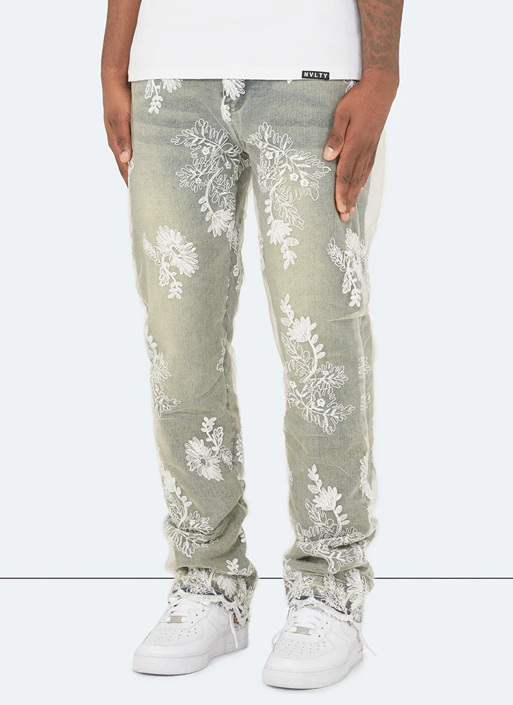 CALÇA JEANS BAGGY VINTAGE FLOR 🌹