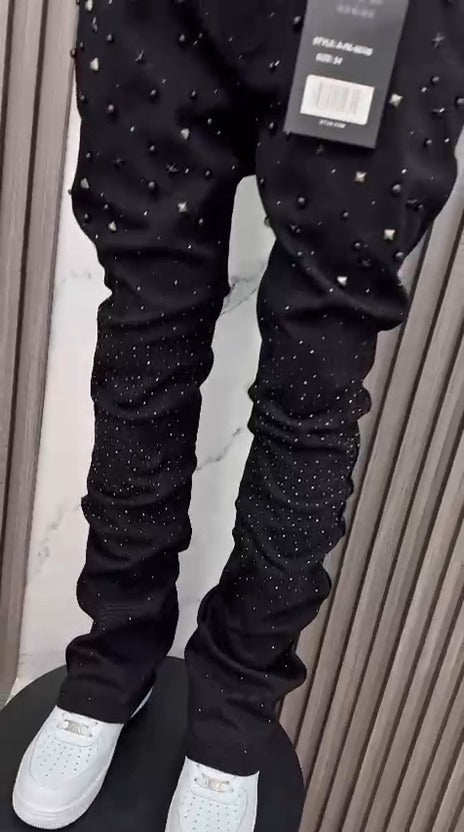 CALÇA BLACK SKINNY STRASS CUSTOM ✨