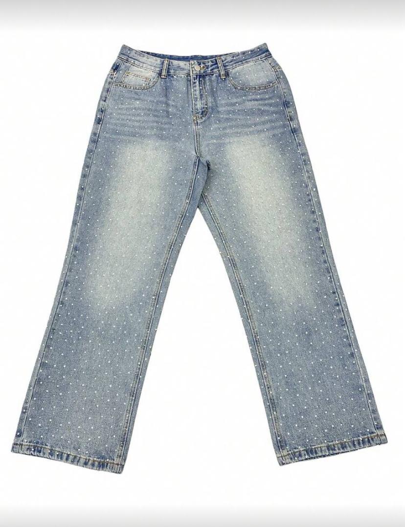 CALÇA JEANS BAGGY STRASS ✨
