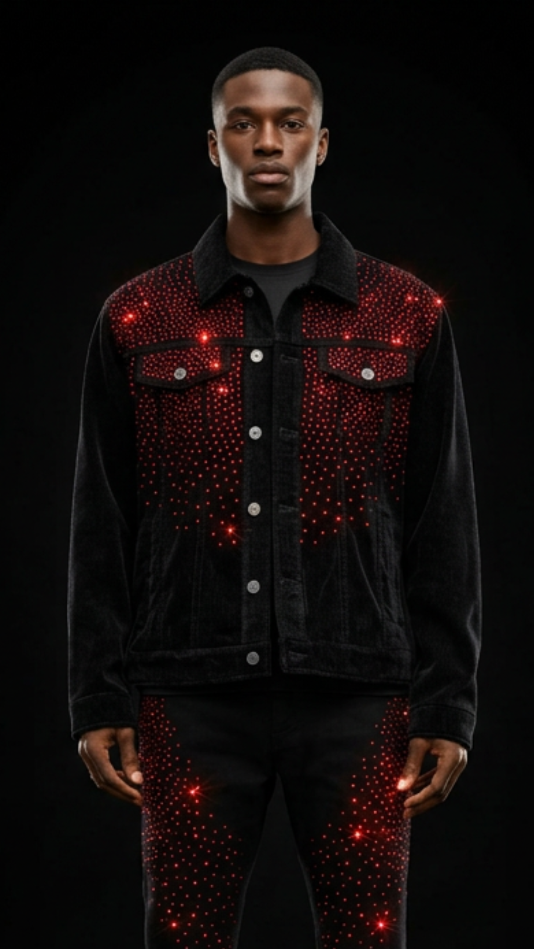 CONJUNTO BLACK JEANS RED STRASS ✨