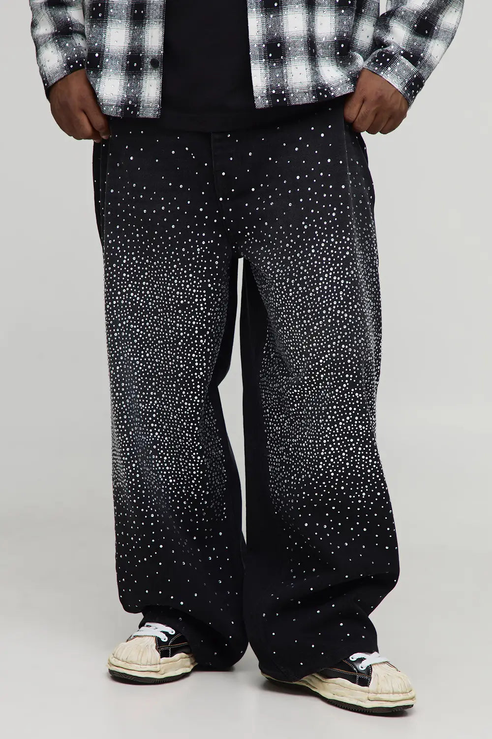 CALÇA ALL BLACK BAGGY STRASS OVERALL ✨