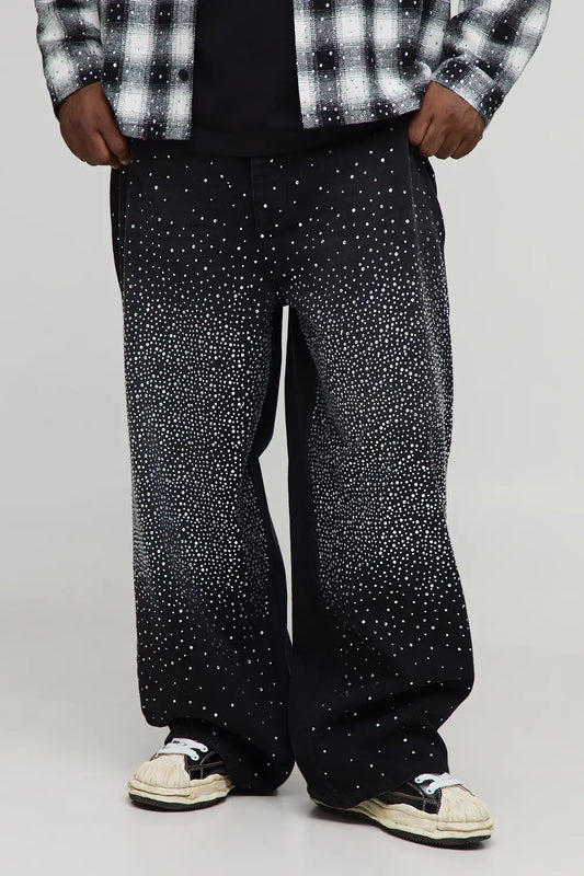 CALÇA ALL BLACK BAGGY STRASS OVERALL ✨