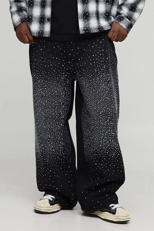 CALÇA ALL BLACK BAGGY STRASS OVERALL ✨