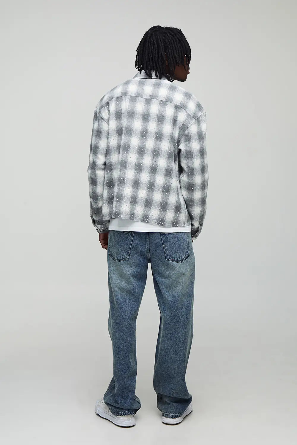 CALÇA JEANS BAGGY STRASS OVERALL ✨