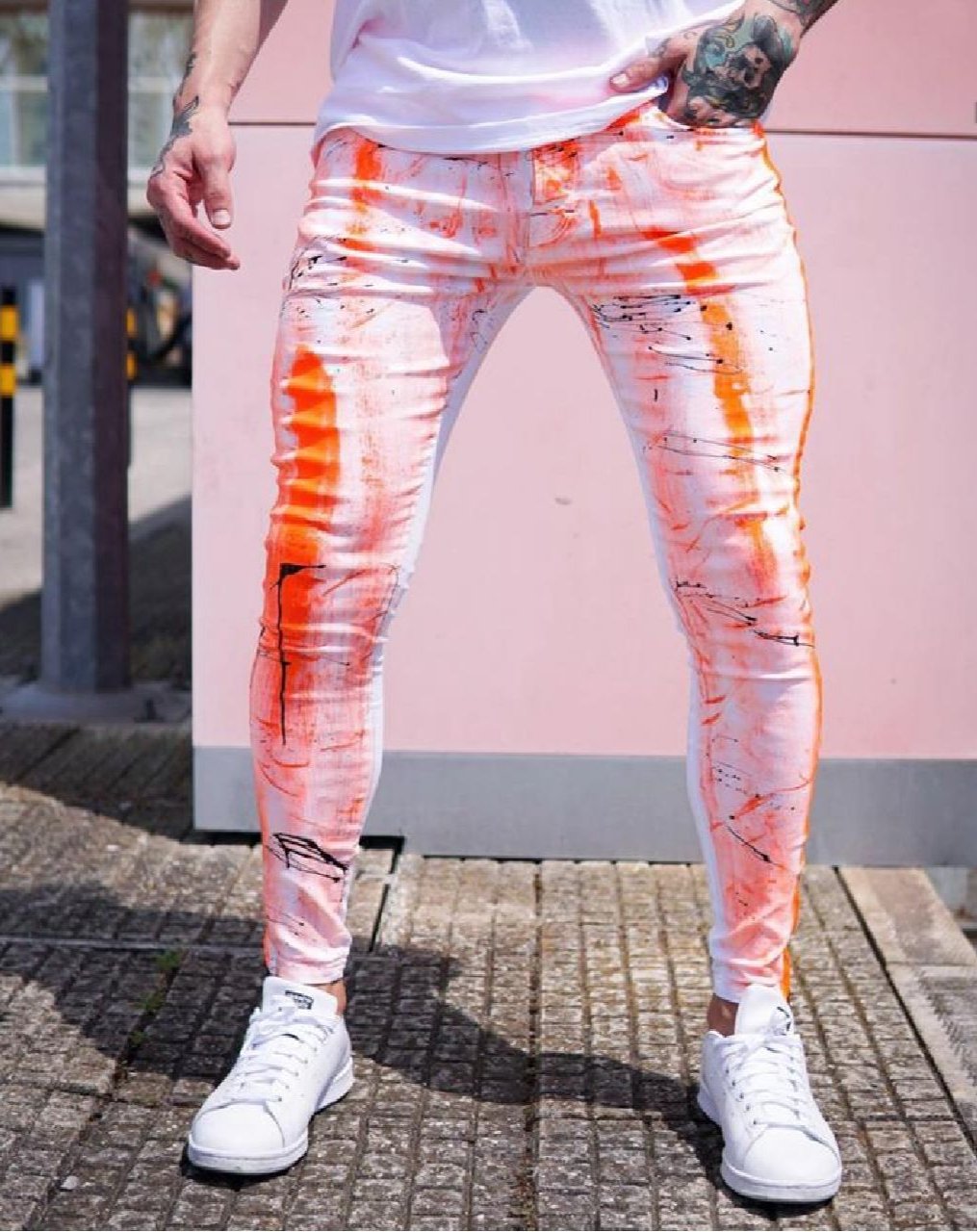 CALÇA SARJA SKINNY SPLASH ORANGE