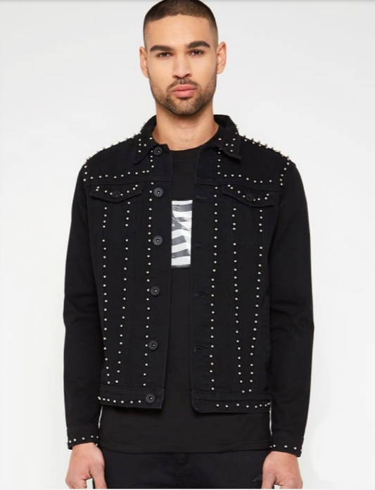 JAQUETA JEANS ALL BLACK C/ SPAIKE 
