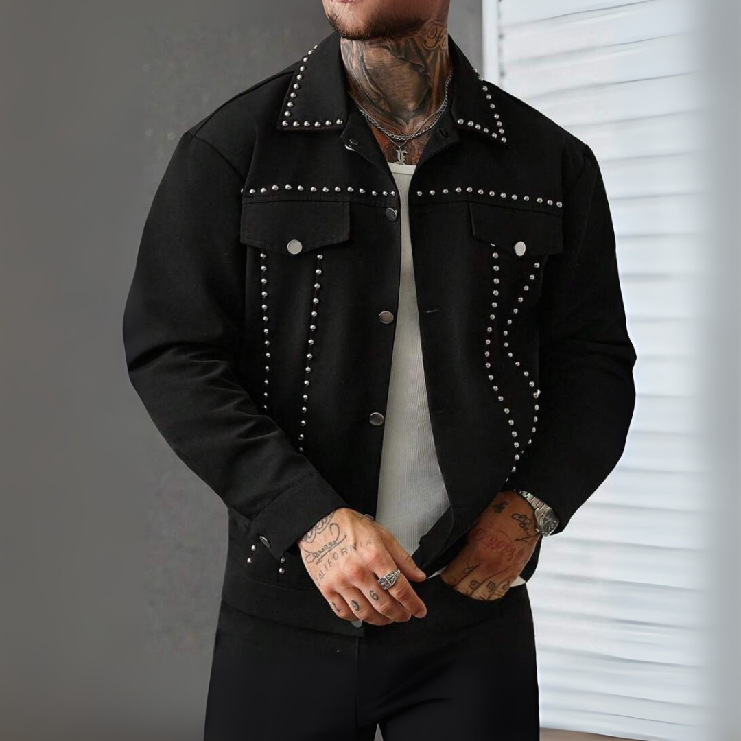 JAQUETA ZION JEANS ALL BLACK C/ SPAIKE