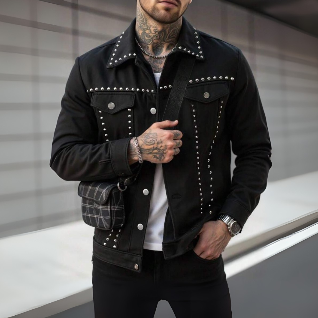 JAQUETA ZION JEANS ALL BLACK C/ SPAIKE