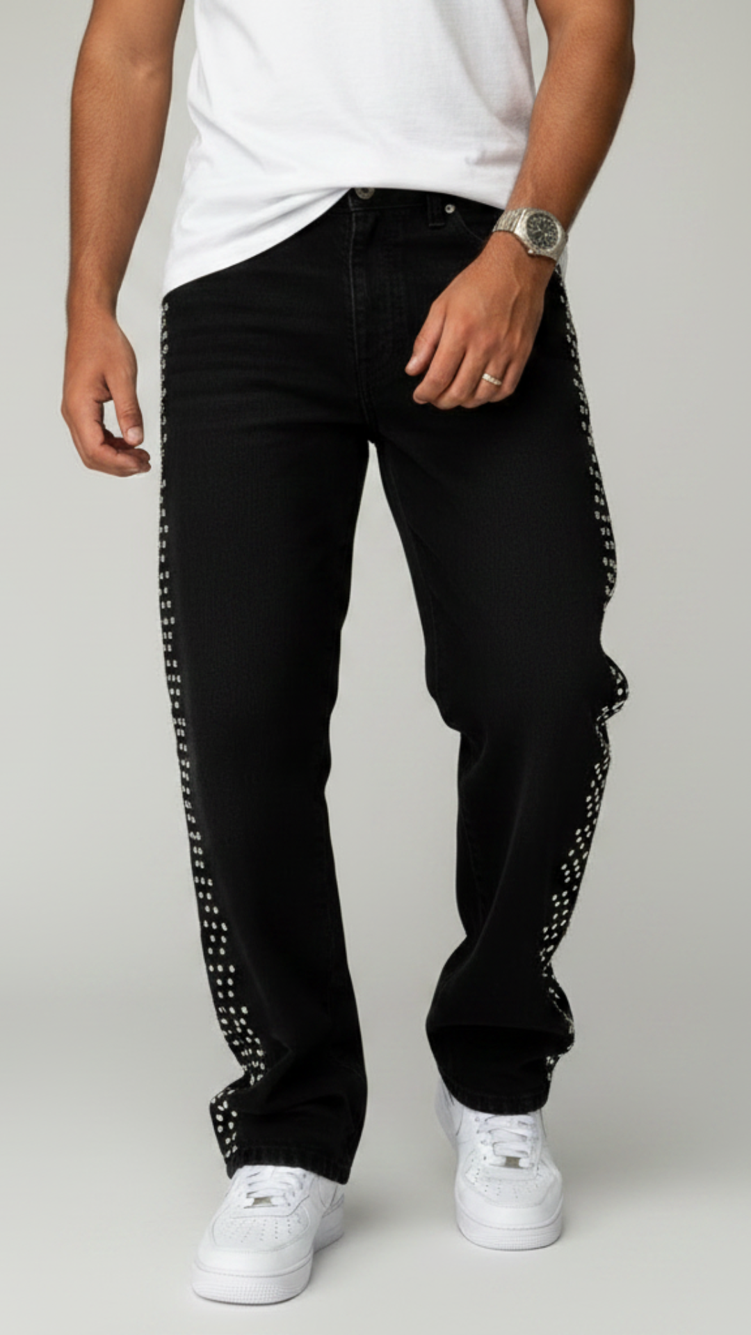 CALÇA BLACK BAGGY STRASS LATERAIS ✨