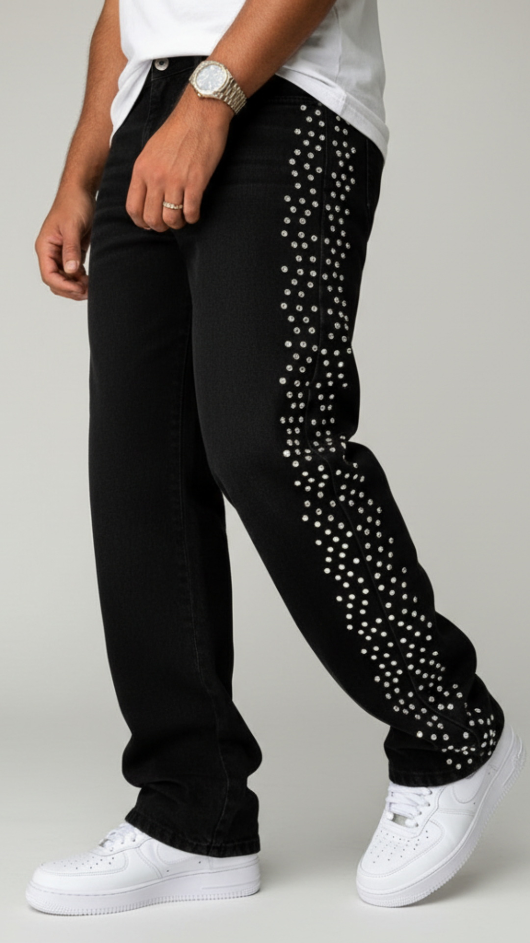 CALÇA BLACK BAGGY STRASS LATERAIS ✨