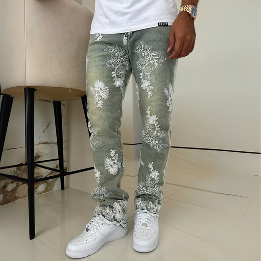 CALÇA JEANS BAGGY VINTAGE FLOR 🌹