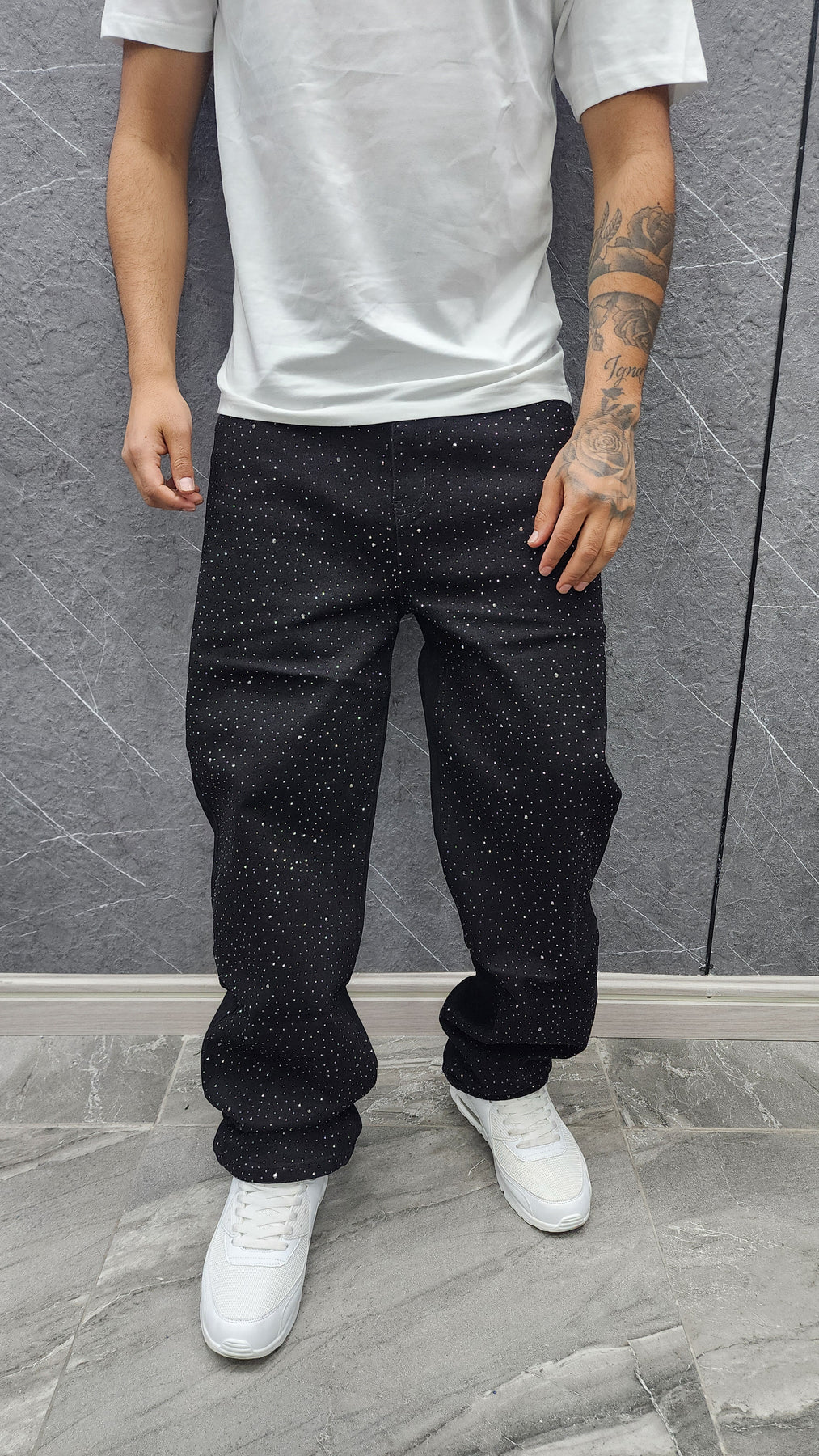 CALÇA BAGGY JEANS BLACK STRASS ✨✨