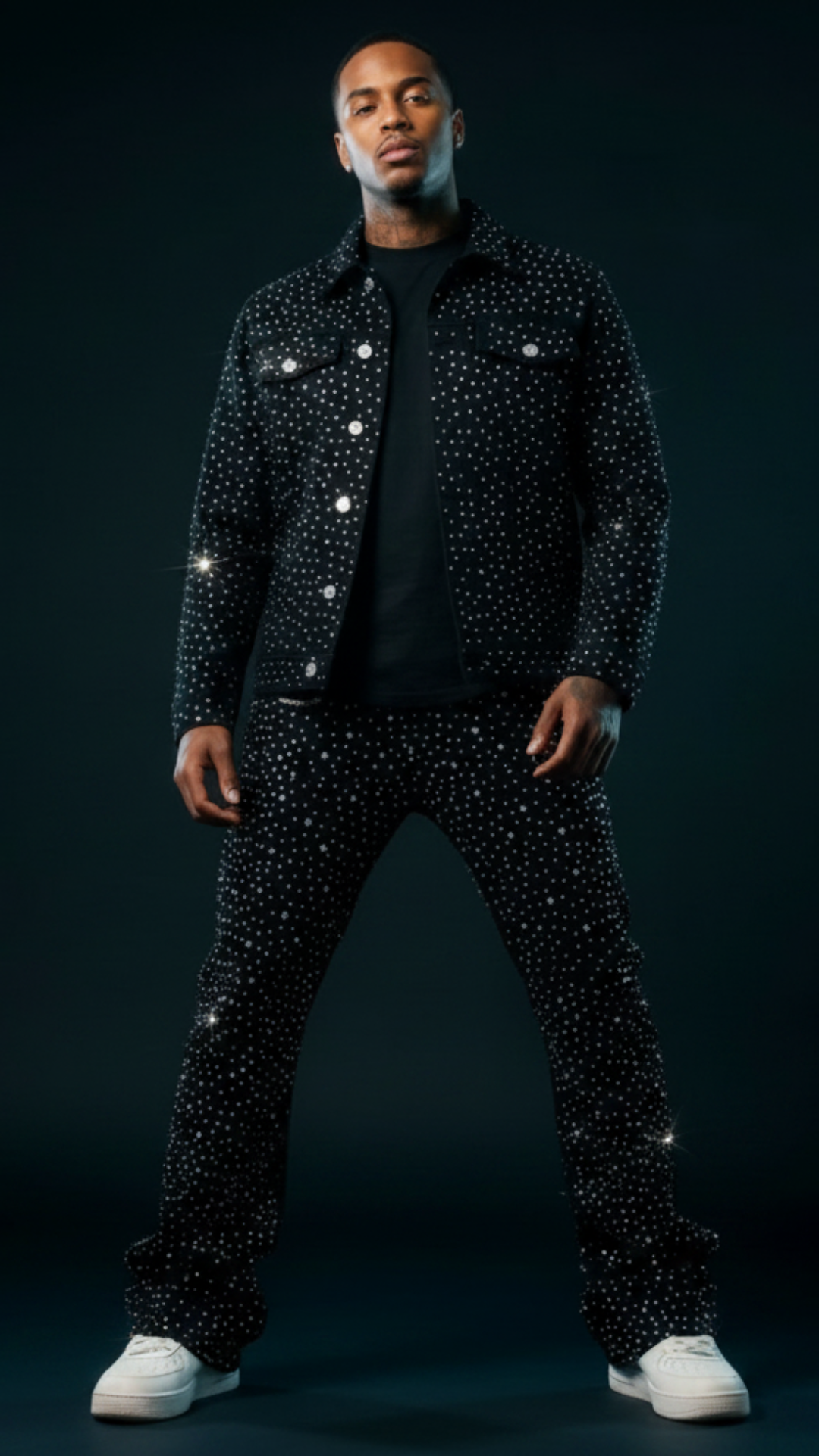 CONJUNTO BLACK JEANS TOTAL STRASS ✨✨