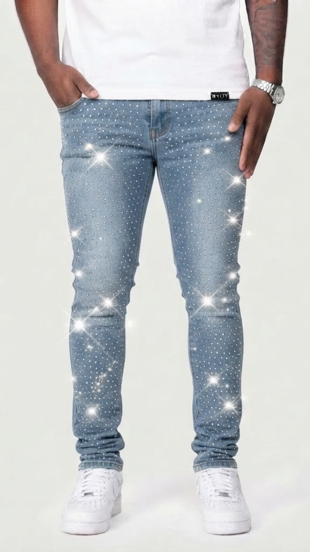 CALÇA JEANS SKINNY STRASS ✨